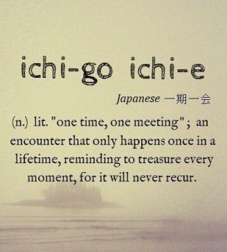 Un frammento dal dizionario sulla voce giapponese 'ichi-go ichi-e'.