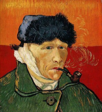 Vincent Van Gogh, autoritratto con l'orecchio bendato e con la pipa